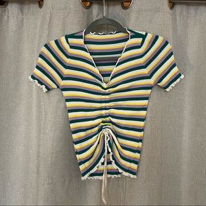 Y2K icecream top with drawstrings and ruffle detailing